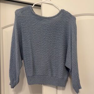 La Hearts Blue Crew Neck Sweater with Textured Knit